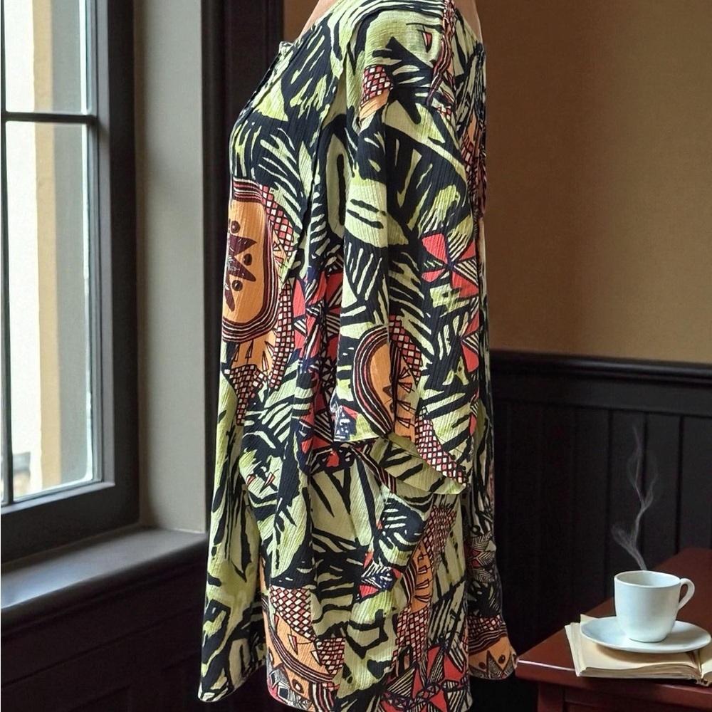 Roaman's Artistic Green and Red Button Down Shirt - Picture 2 of 4